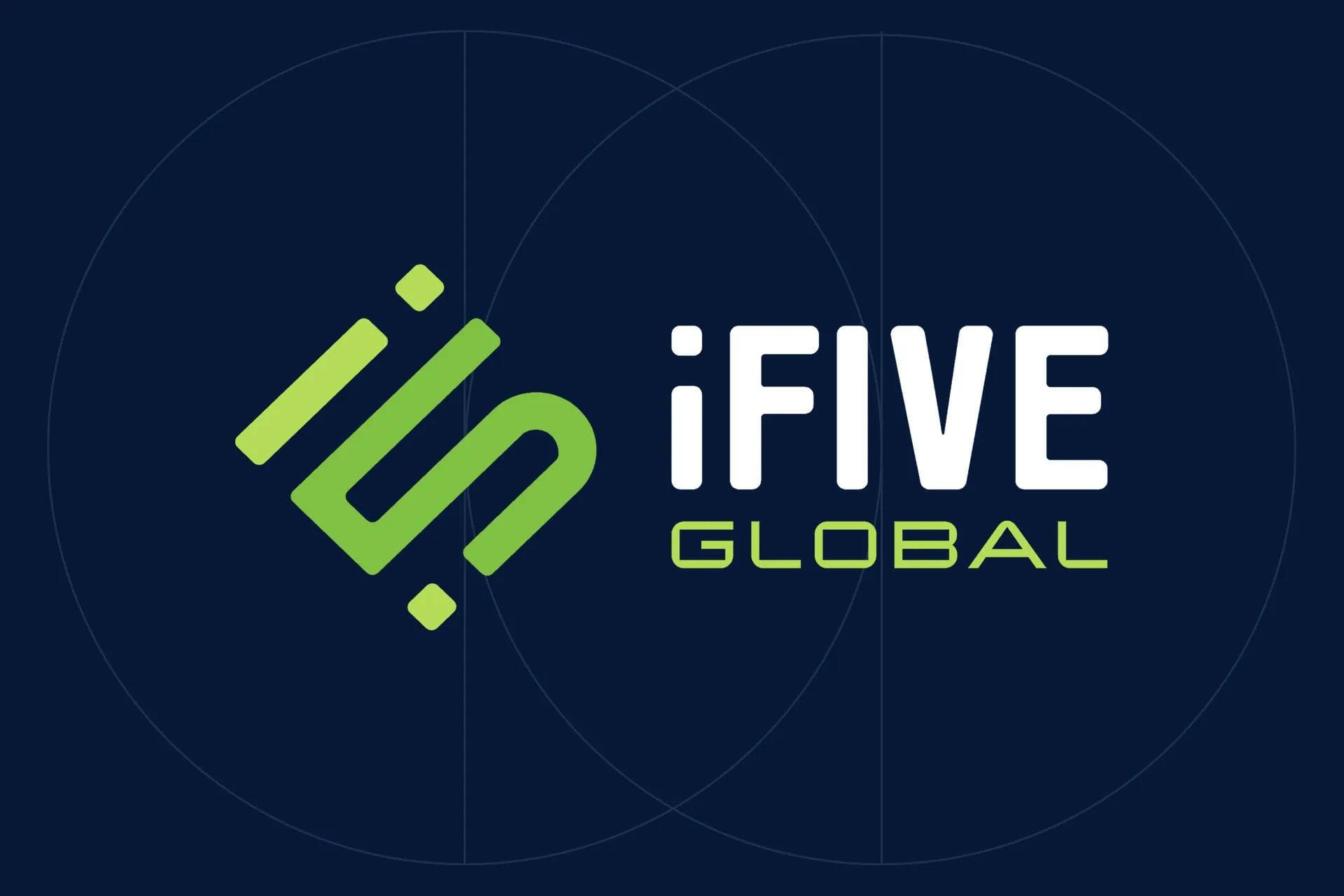 iFive Global logo on a dark blue background with circular lines, seen in a KMC study on recruitment to workspace expansion.