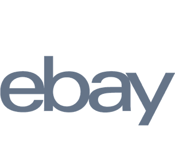 A grey logo of Ebay.